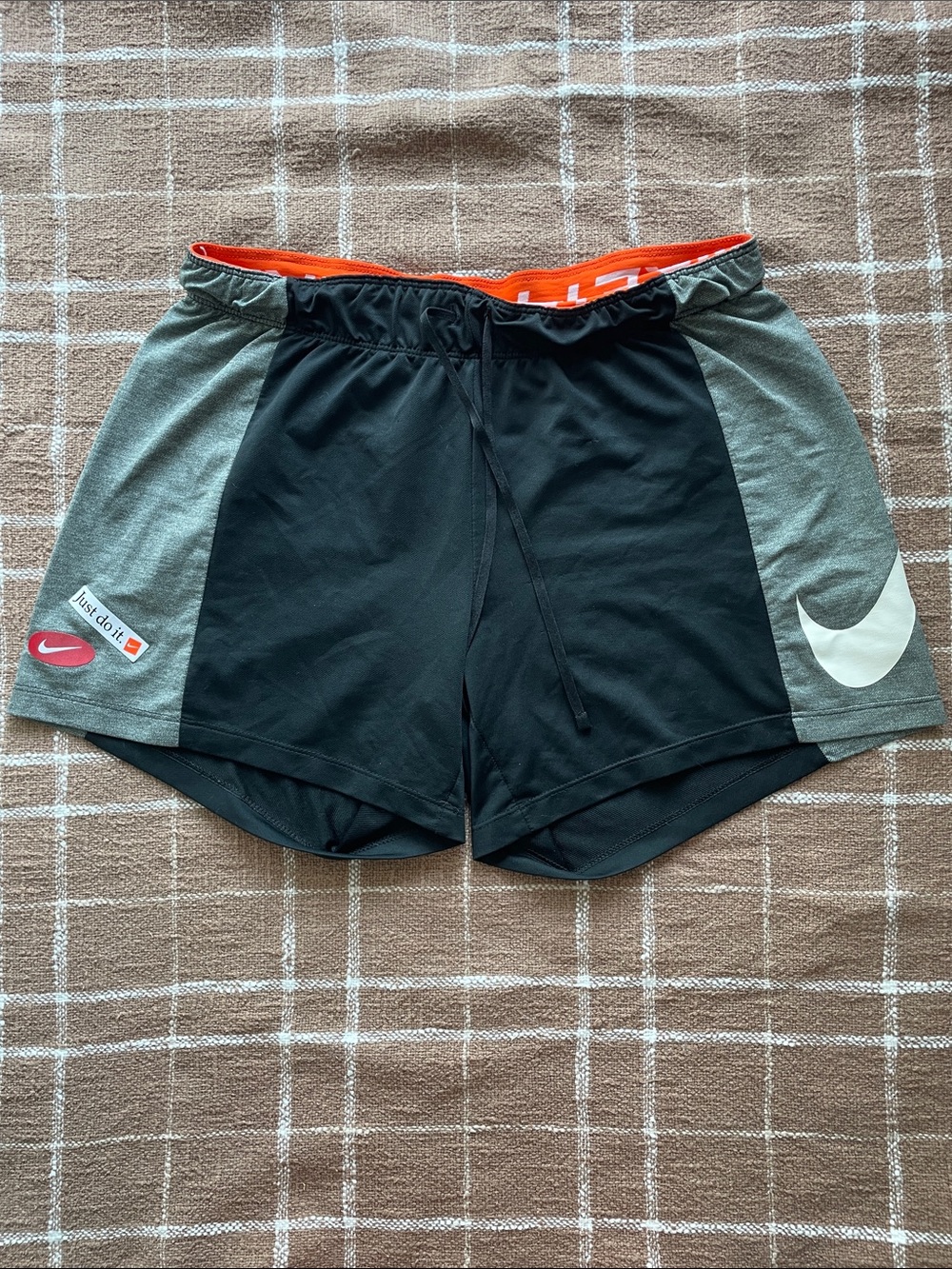 VGUC Nike Womens Black and Gray Shorts with Orange Details Size Small S/P